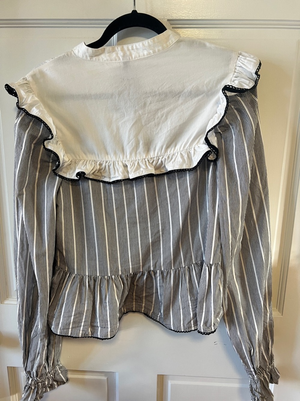 H&M Striped Ruffle Blouse with Tie - Picture 3 of 3